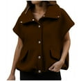 thumbnail image 1 of Womens Vests Plus Size Fall Sleeveless Coat Zip Up Outerwear with Pockets(Brown S), 1 of 6