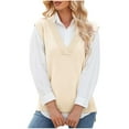 thumbnail image 1 of Womens Vests Sweaters Fashion Casual Slim Vest Pullover Blouses V Neck Sleeveless Waistcoat Knitted Sweater Tops New Fall Winter Clothes, 1 of 6