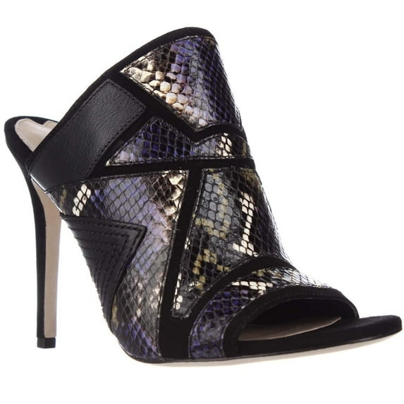 Womens Via Spiga Tarot Peep Toe Mule Dress Pumps - Black Mystrio Multi