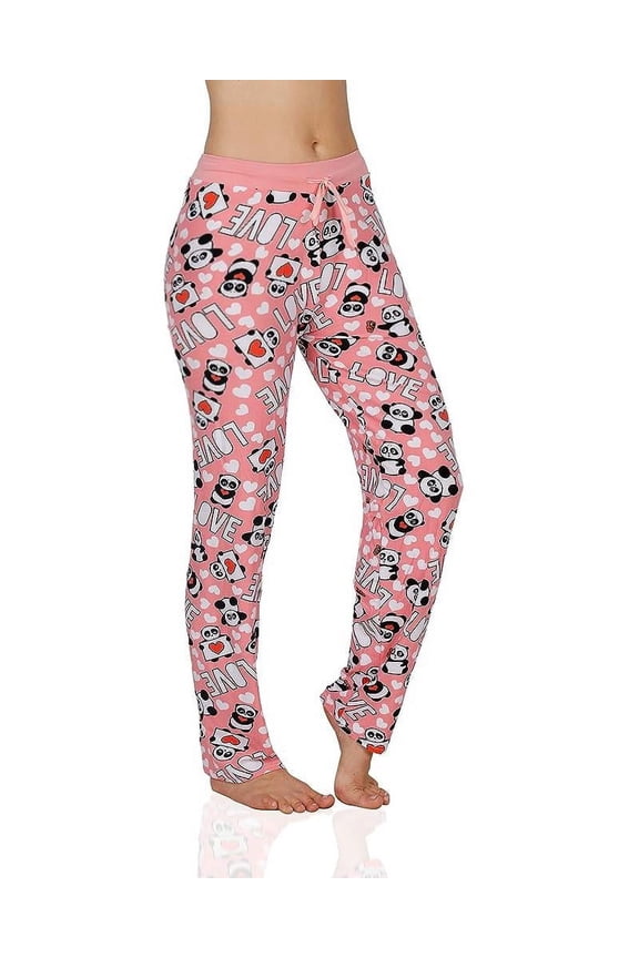 Womens Victoria Collection Super Soft Lounge Pajama Pants, Panda Print, Panda Love, Size: M
