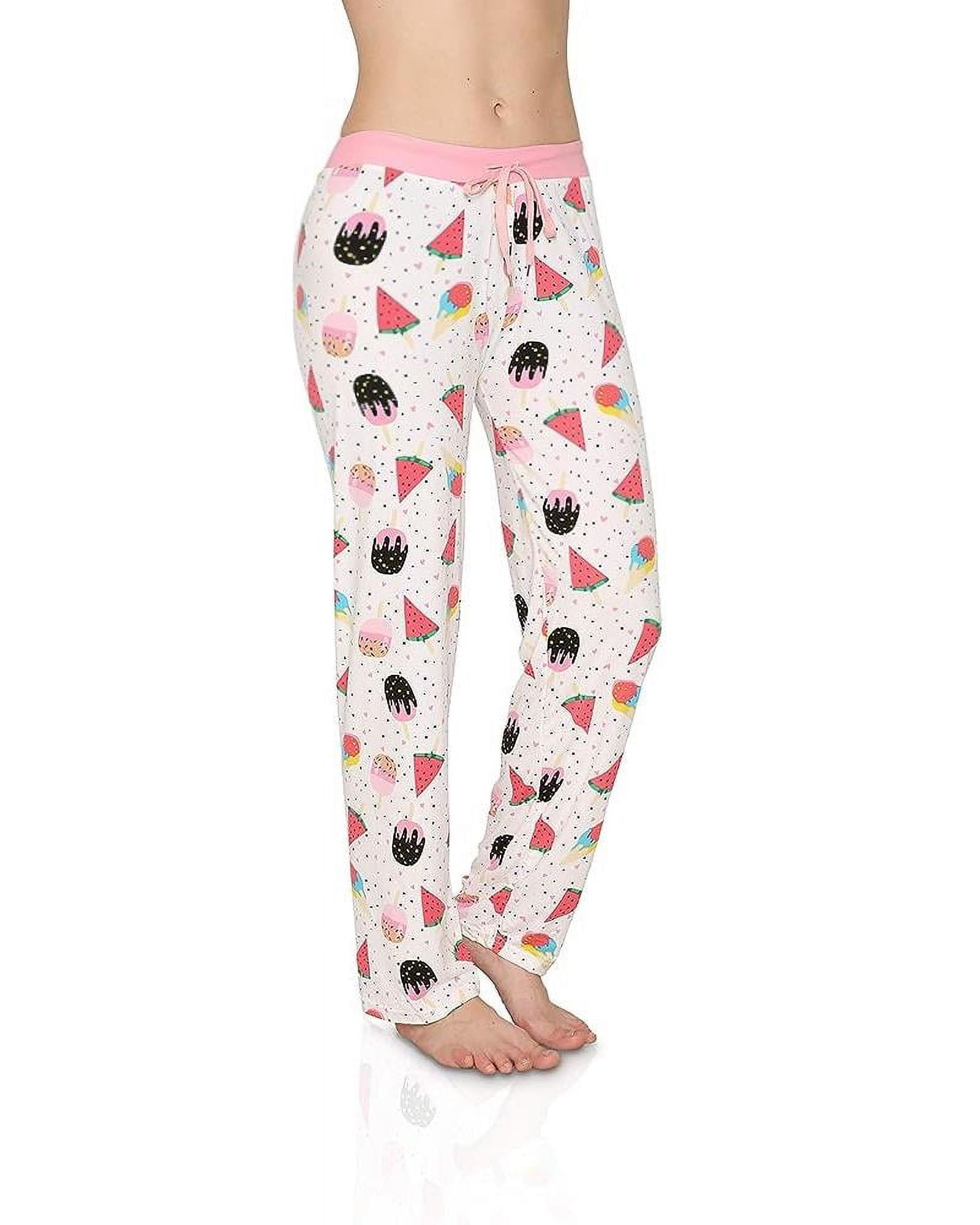 Womens Victoria Collection Super Soft Lounge Pajama Pants White Ice Cream Print IceCream Size XL