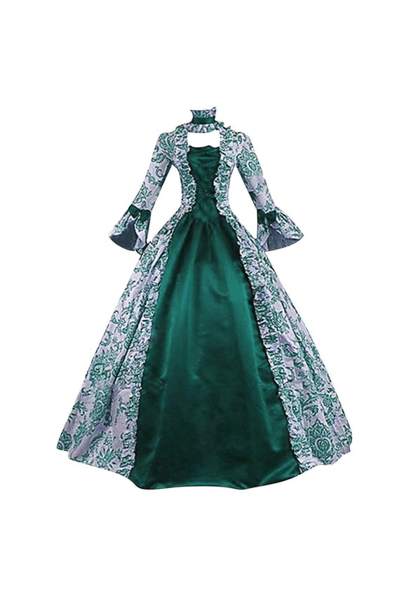 Womens Victorian Dresses Plus Size Maxi Renaissance Dresses Lace up Flare Sleeve Vintage Cocktail Dress Medieval Halloween Costumes Evening Party Gowns