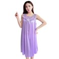 thumbnail image 1 of Womens Victorian Nightgown Vintage Sleepwear Nightdress Robes Royal Pajamas Lounge Wear,Sleeveless Tank Top Shoulder Strap Nightshirt Sleep Dress Stain Silk Pleated Gown Midi Length,Purple, 1 of 5