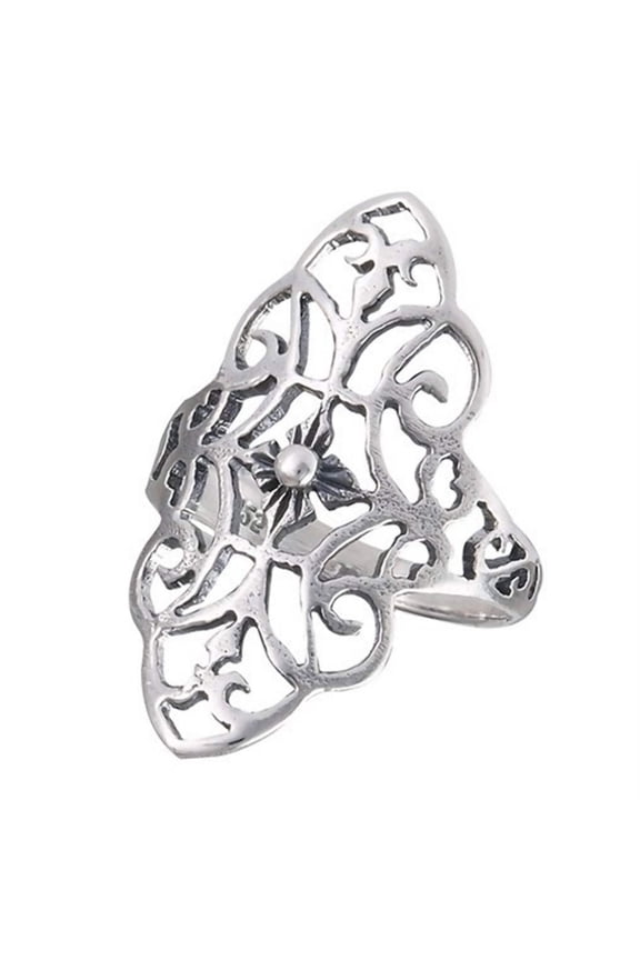 Womens Victorian Style Filigree Ring 925 Sterling Silver Art Nuevo Band Fantasy Forge Jewelry