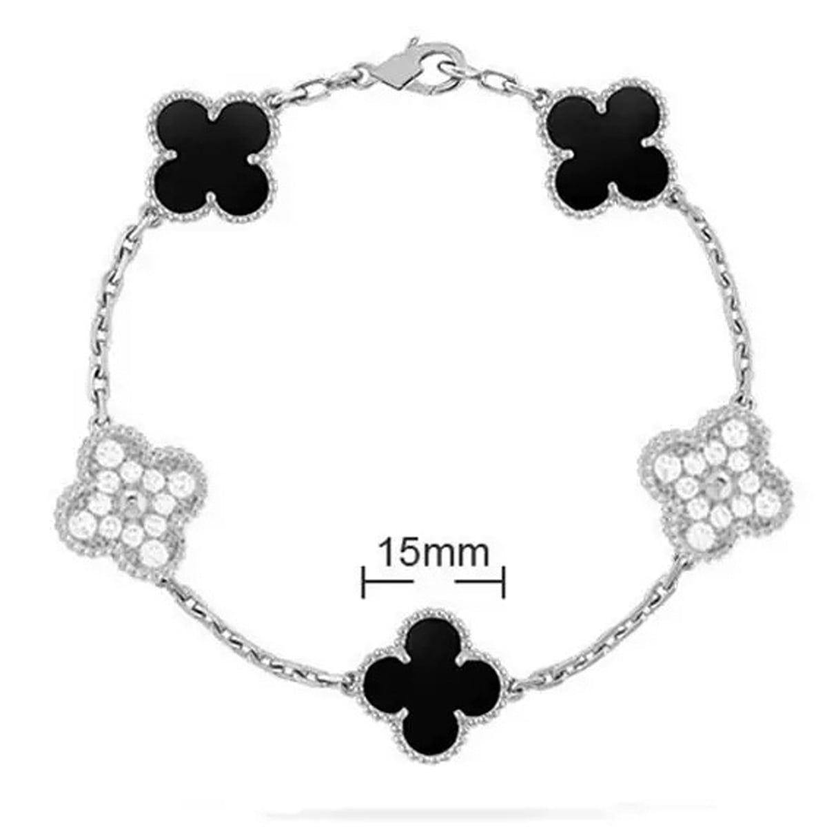Womens Vintage Alhambra Carnelian Gemstones Laser Lucky Clover Bracelet for Women Girls 18K Gold Plated Bracelets Available in White Gold Yellow Gold Rose Gold Chain Luxurious and high-end gift