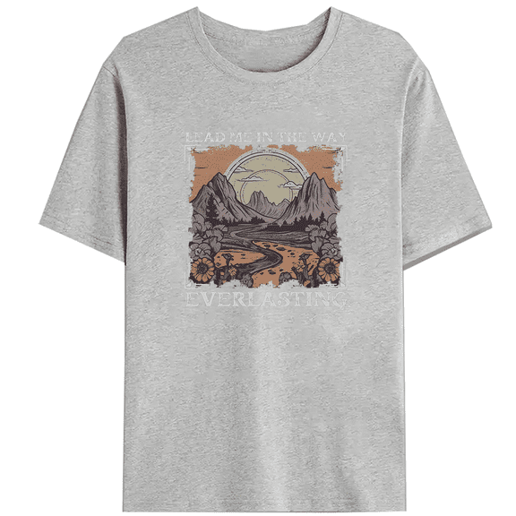 Womens Vintage Christian Psalm 139:24 Print Tshirts Bible Verse Graphic Tees Faith Based Design Casual Shirts Short Sleeve Tops Gray,M