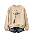 thumbnail image 1 of Womens Vintage Crew Neck Sweatshirt Long Sleeve Full Moon Witch Graphic Pullover Relaxed Fit Casual Fall Halloween Tops Beige XXL, 1 of 3