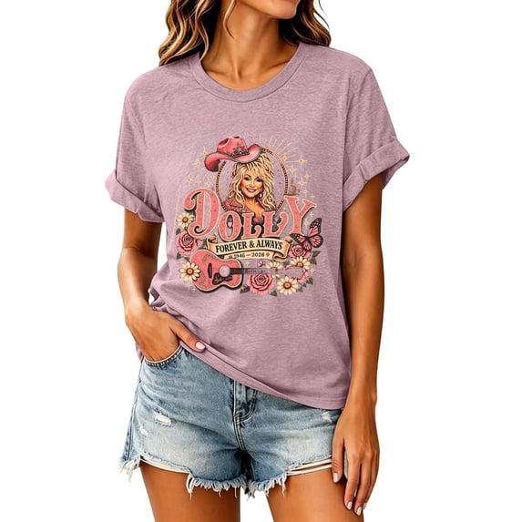 Womens Vintage Dolly Shirt Parton Memorial T-Shirt Country Music Legend T Shirts Crewneck Short Sleeve Graphic Tees Tshirt Fashion Tops,XXXL