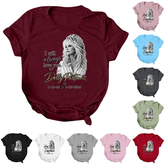 Womens Vintage Dolly Shirt Parton Memorial T Shirts Country Legend Tee, Nashville Western T-Shirt, Short Sleeve Casual Graphic Tees Tops,S