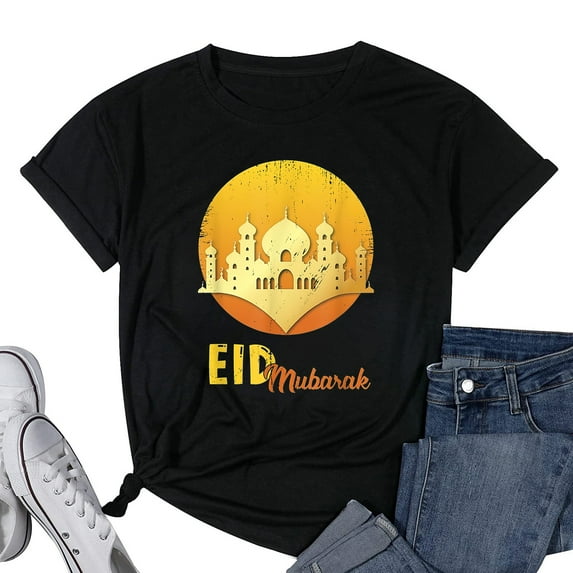 Womens Vintage Eid Alfitr Mubarak Kareem, Happy Ramadan Kareem 2021 T-Shirt Black Small