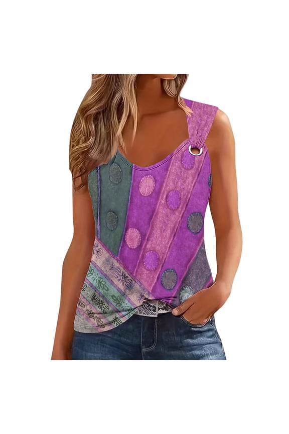Womens Vintage Ethnic Style Western Tank Tops 2024 Summer Cami Shirts V Neck Sleeveless Casual Loose Blouses Vest