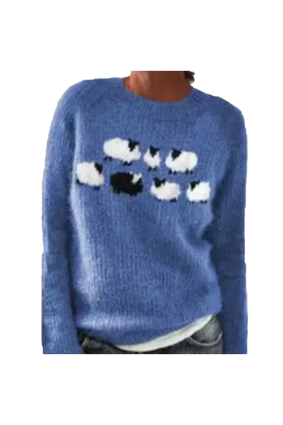 Womens Vintage Fair Isle Pullover Sweaters Fall Winter Oversized Casual Cute Print Crewneck Long Sleeve Knitted Top