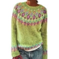 thumbnail image 1 of Womens Vintage Fair Isle Sweater Casual Loose Fall Winter Warm Knitted Pullover Sweaters Alsol Lamesa, 1 of 3