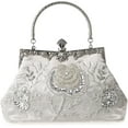 thumbnail image 1 of Womens Vintage Floral Beaded Rhinestone Embroidery Clutch Sequin Crossbody Bag Evening Handbag for Bridal Wedding Party Prom, 1 of 9