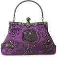 thumbnail image 1 of Womens Vintage Floral Beaded Rhinestone Embroidery Clutch Sequin Crossbody Bag Evening Handbag for Bridal Wedding Party Prom, 1 of 7