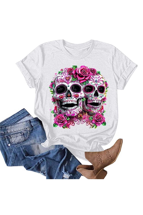 Womens Vintage Flowers T Shirt Western Graphic Tee Short Sleeve Casual Top