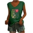 thumbnail image 1 of Womens Vintage Flowers V Neck Printed Shirt Funny Boho Graphic Tee Casual Short Sleeve Green M, 1 of 3