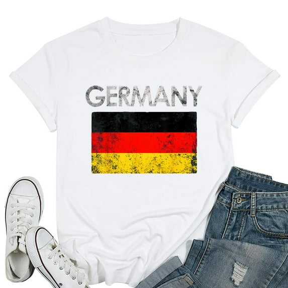 Womens Vintage Germany German Flag Pride Gift T-Shirt White Large