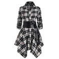 thumbnail image 1 of Womens Vintage Gothic Steampunk Dress Casual Plaid Shirt Dress with PU Waist Belt Retro Rockabilly Punk Hippie Dresses, 1 of 4