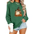 thumbnail image 1 of Womens Vintage Halloween Sweatshirt Crewneck Long Sleeve Pullover with Cute Pumpkin Graphic for Fall Spooky Season, 1 of 4