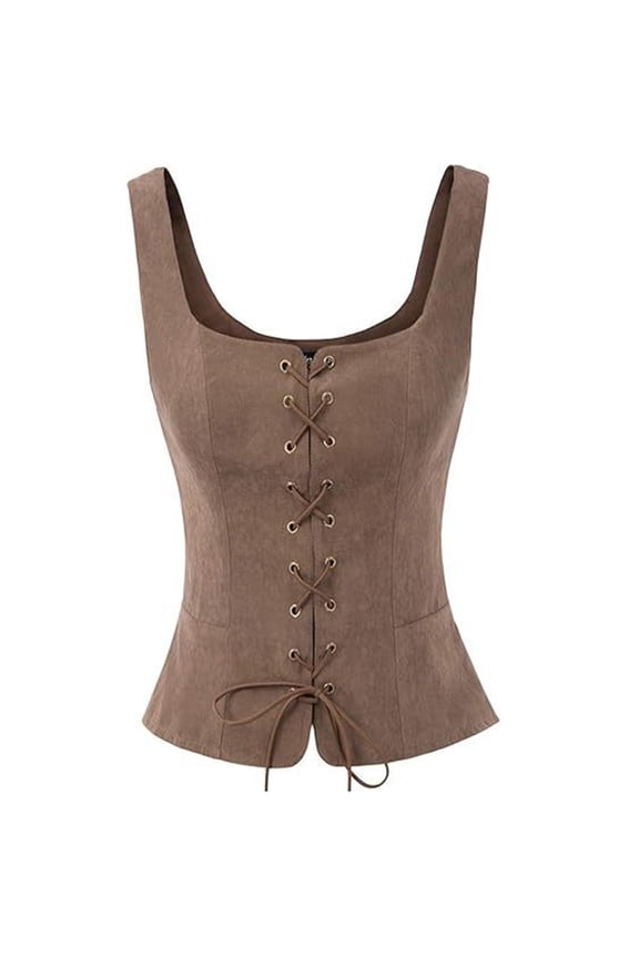 Womens Vintage Lace-Up Tie Front Corset Fashion Bustier Shapewear Top Renaissance Corset Tops for Four Seasons