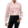 thumbnail image 1 of Womens Vintage Long Sleeve Ruffled Blouse Dressy Casual Button Down Work Office Shirt Basic Business Tops, 1 of 6