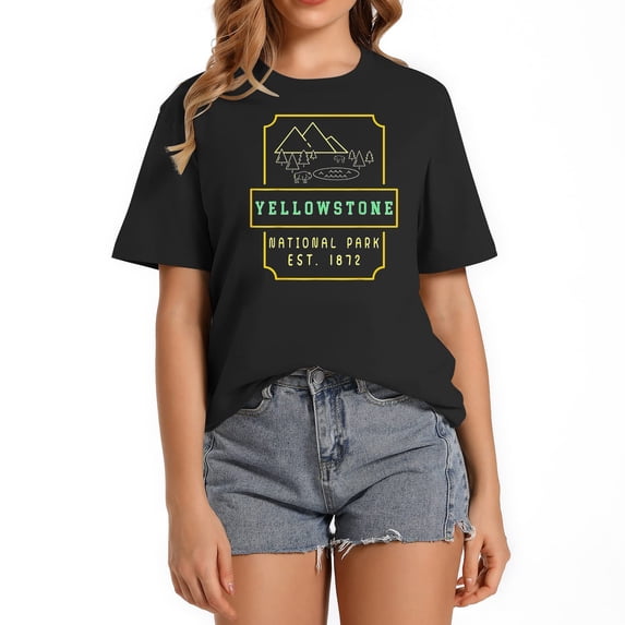Womens Vintage National Park Shirt Yellowstone National Park T-Shirt Black 2XL