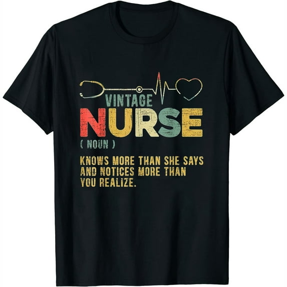Womens Vintage Nurse Definition Hospital Medical Registered Nursing T-Shirt Black X-Large