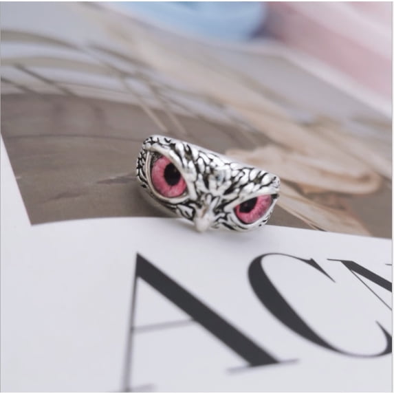Womens Vintage Owl Ring With Demon Eye Adjustable Sterling Silver Alloy Symbolic Of Wisdom And Luck Ideal Gift