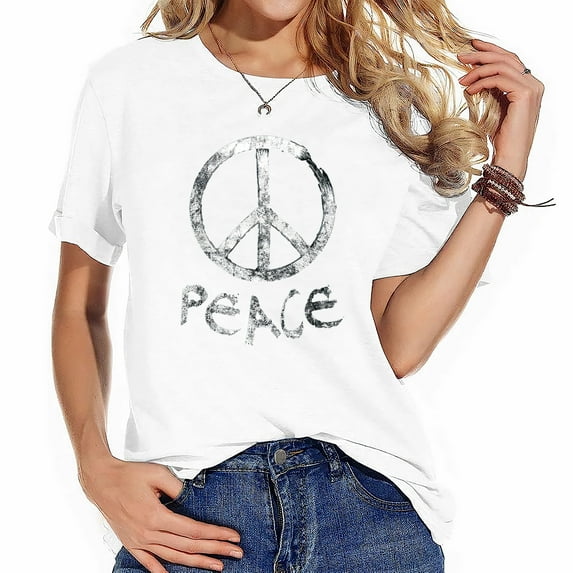Womens Vintage Peace Sign T-Shirt