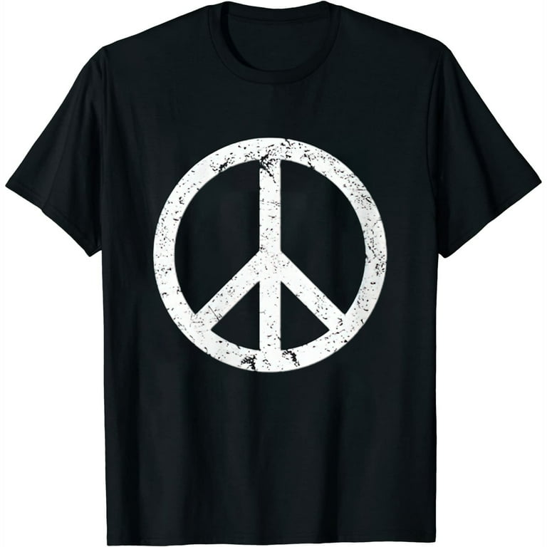 Vintage Peace Sign White Distressed T-Shirt Vintage Peace Sign White Distressed T-Shirt
