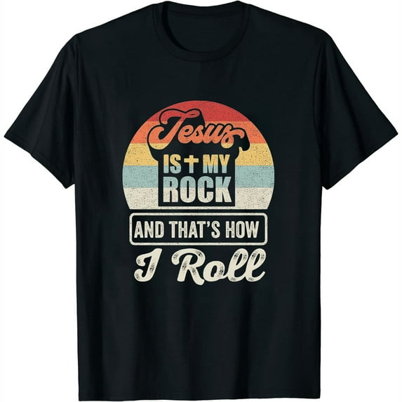 Womens Vintage Retro Jesus Is My Rock And This Is How I Roll Sweatshirt Black Medium
