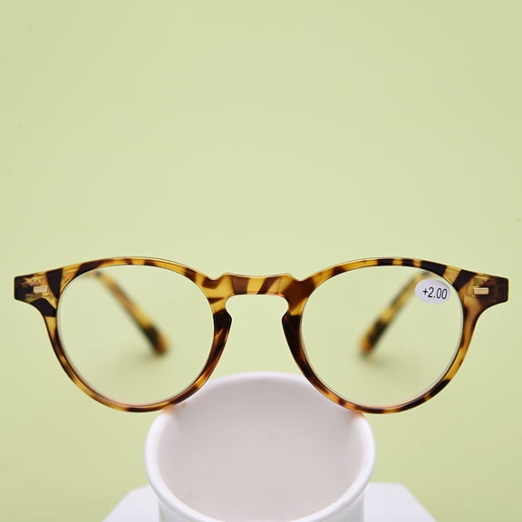 Womens Vintage Round Reading Glasses, Mens Stylish Classic Tortoiseshell Readers HD +2.50