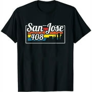 Womens Vintage San Jose City Skyline Ca 408 Retro Gift T-Shirt Black Small