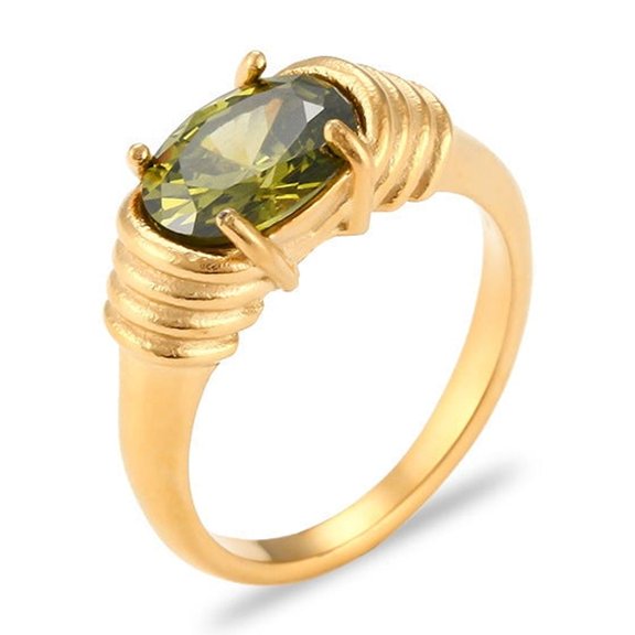 Womens Vintage Stainless Steel Ring, Retro Geometric Oval Electroplated Fashion Rings, European American Style 9mm