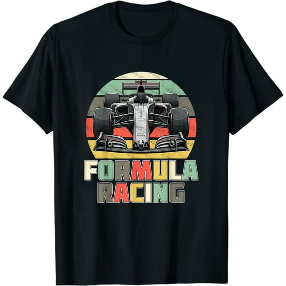Womens Vintage Sunset Formula Racing Car Design T-Shirt Black Large