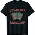 thumbnail image 1 of Womens Vintage Tejano Machine Accordion Player Gifts For Musician T-Shirt Black X-Large, 1 of 5