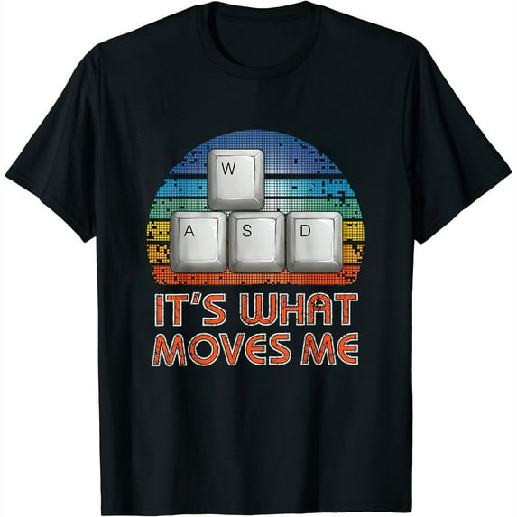 Womens Vintage Wasd Pc Gamer T-Shirt - Classic Fit, Short Sleeve, Black - Gift & Boys White X-Large