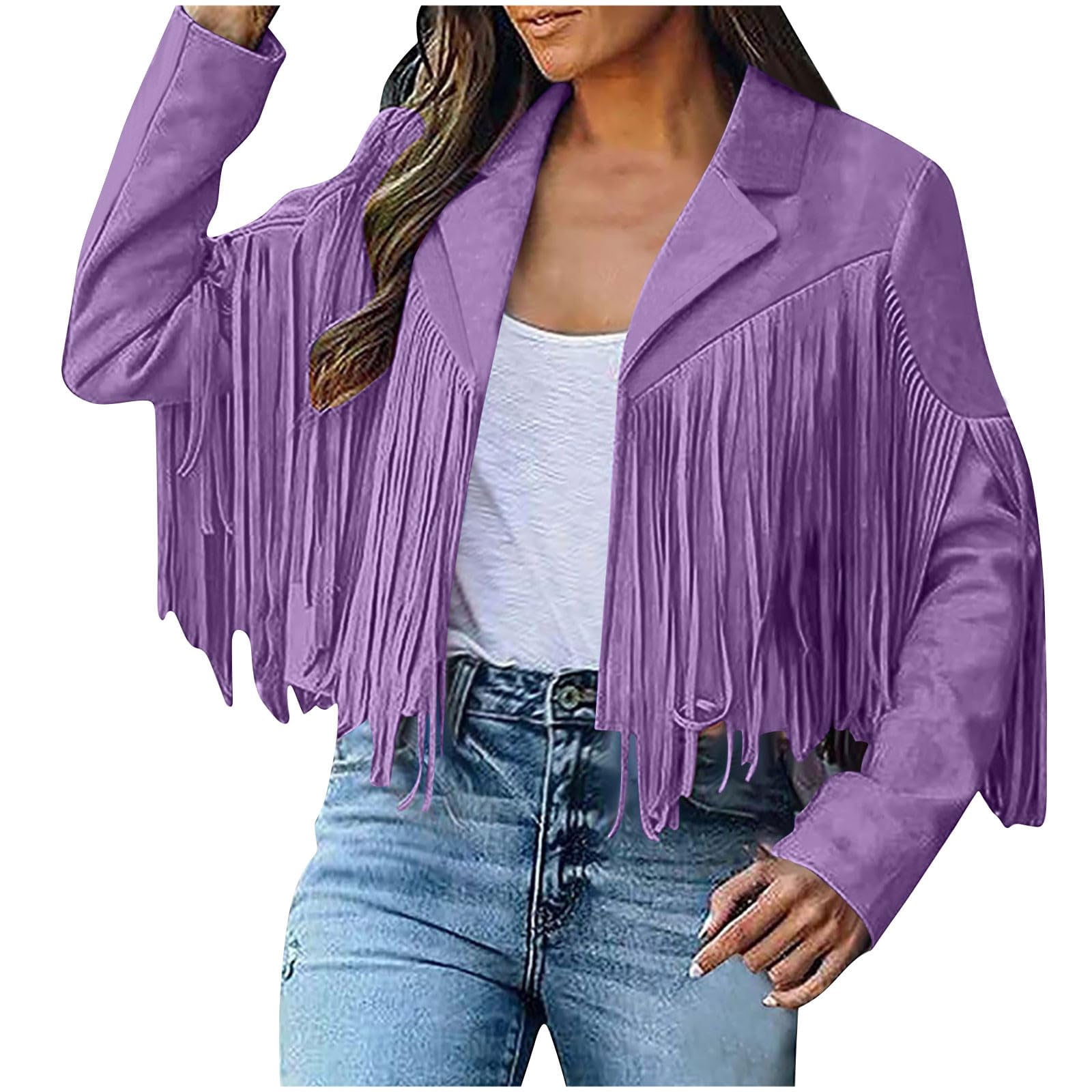 Womens Vintage Western Fringe Vest Tops Classic Suede Leather 70s Cowboy Shirt Sleeveless Tassel Cardigan Coat