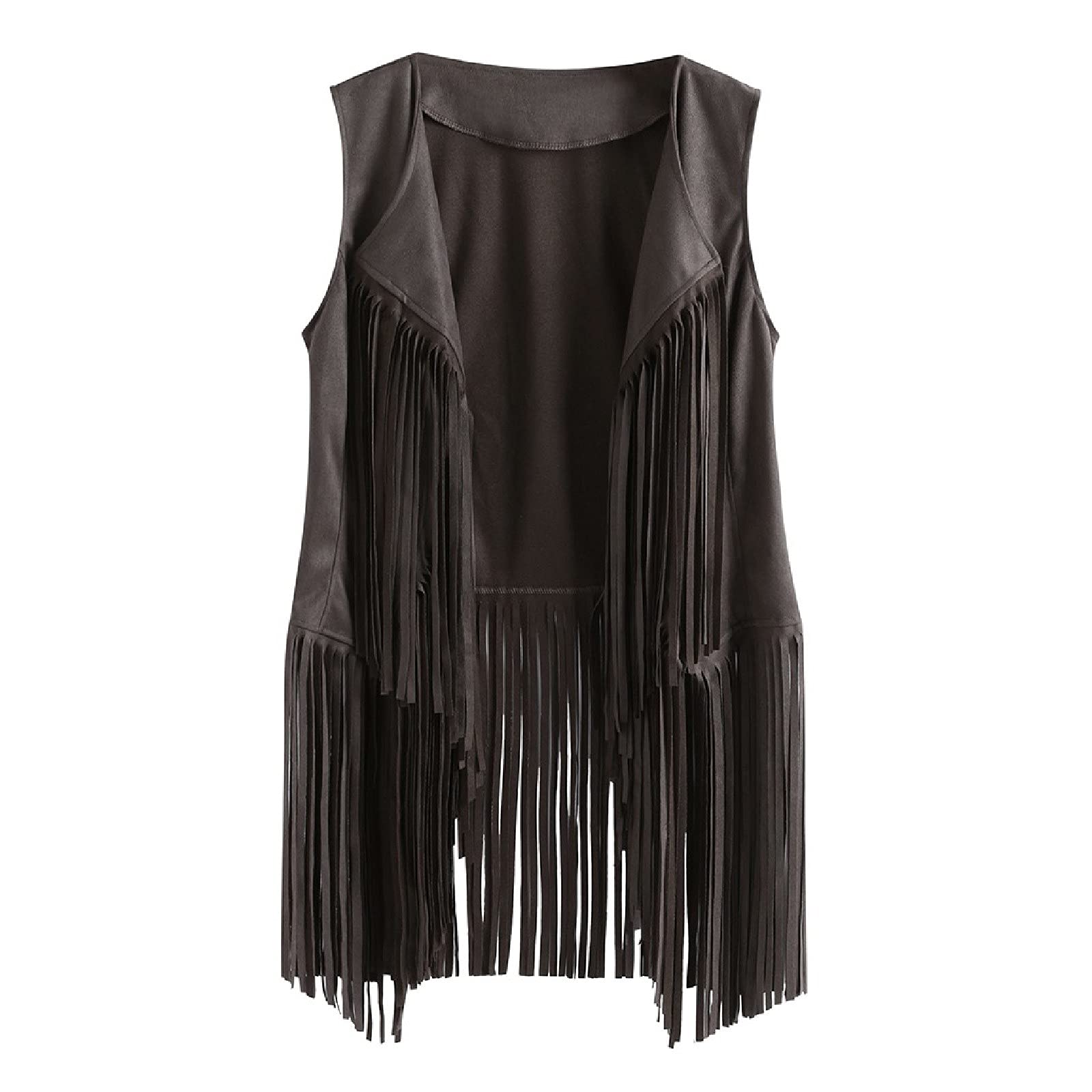 Womens Vintage Western Fringe Vest Tops Classic Suede Leather 70s Cowboy Shirts Sleeveless Tassel Cardigan Jacket 2026 Trendy