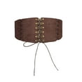 thumbnail image 1 of Womens Vintage Wide Corset Belt Elastic Waist Lace-up Tied Waspie for Dress Halloween Costume Leather Waist Cincher, 1 of 4