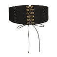 thumbnail image 1 of Womens Vintage Wide Corset Belt Elastic Waist Lace-up Tied Waspie for Dress Halloween Costume Leather Waist Cincher, 1 of 5