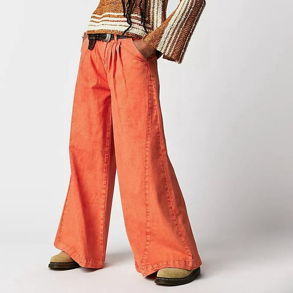 Womens Vintage Wide Leg Jeans 90's Vintage Boyfriend Jeans Loose Fit Full Length Trousers