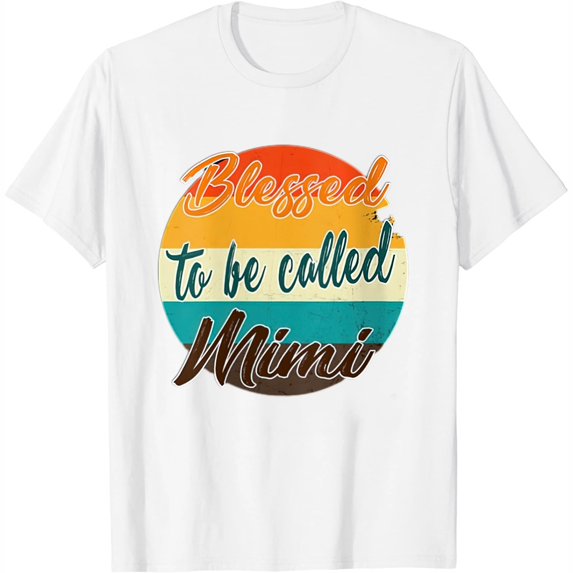 Womens Vintage Woman Mom Blessed to be called Mimi Shirt V-Neck T-Shirt White Large