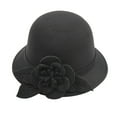 thumbnail image 1 of Womens Vintage Wool Felt Flowers Bucket Cloche Bowler Hat Church Wedding Dress Fascinator Hat Winter Felt Fedoras Basin Cap Small Bowler Hat, 1 of 3