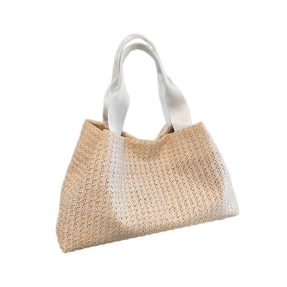 Womens Vintage Woven Straw Handbag with Top Handle Elegant Beach Holiday Bag Casual Large Capacity Fashion Shoulder Bag
