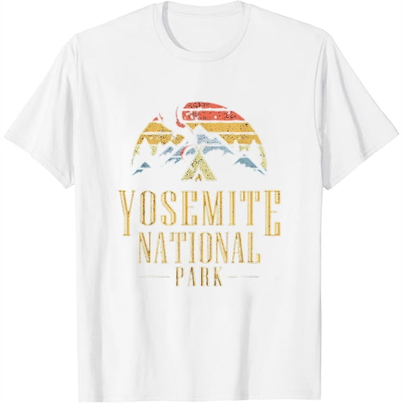 Womens Vintage Yosemite National Park Campfire T Shirt White Small