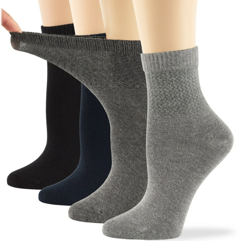 Extra Wide Loose Fit Stays Up Cotton Casual Crew Socks - Black M