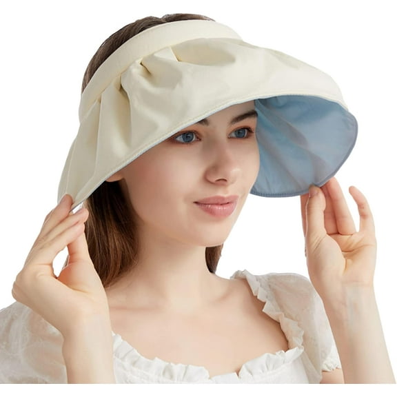 Womens Visors,Clip On Foldable Wide Brim Womens Golf Visor,Roll-up Headband Sun Hat with UV Protection