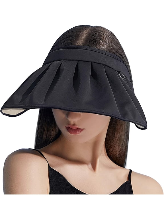 Womens Visors,Clip On Foldable Wide Brim Womens Golf Visor,Roll-up Headband Sun Hat with UV Protection